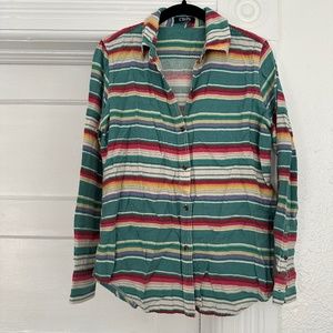 vintage chaps southwestern style striped button up shirt
